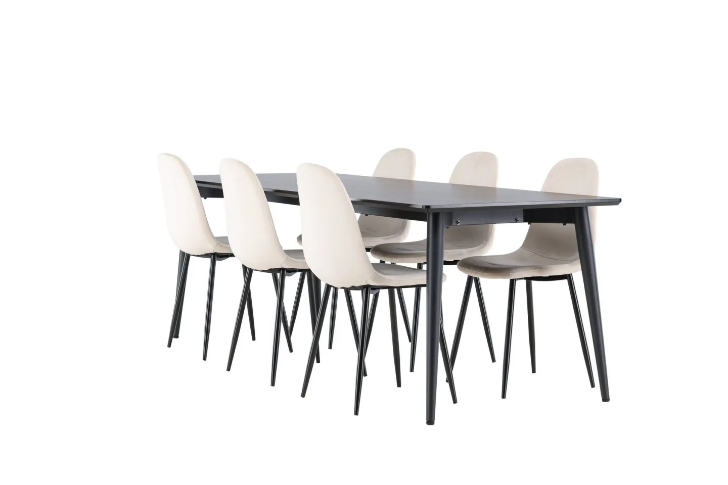 Ellis Matgrupp 230 cm Rektangulär med 6 Polar stolar - Svart/Beige