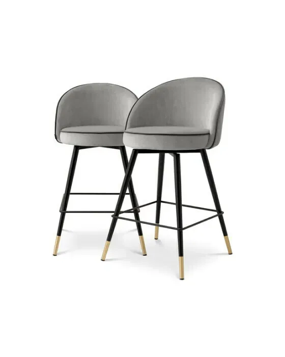Cooper barstole roche light grey velvet 2-sæt