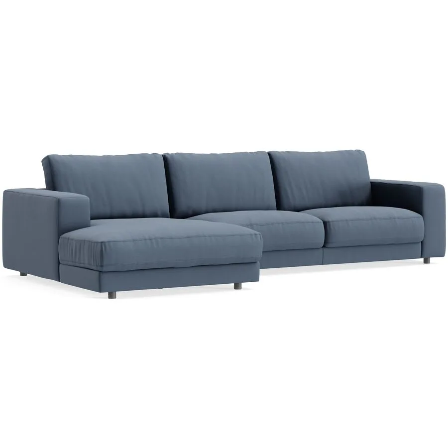 Ecksofa Ava Links Bezug: 100% Polyester jeans B 320 T 170 cm - Möbel Konfigurator: Traummöbel individuell zusammenstellen