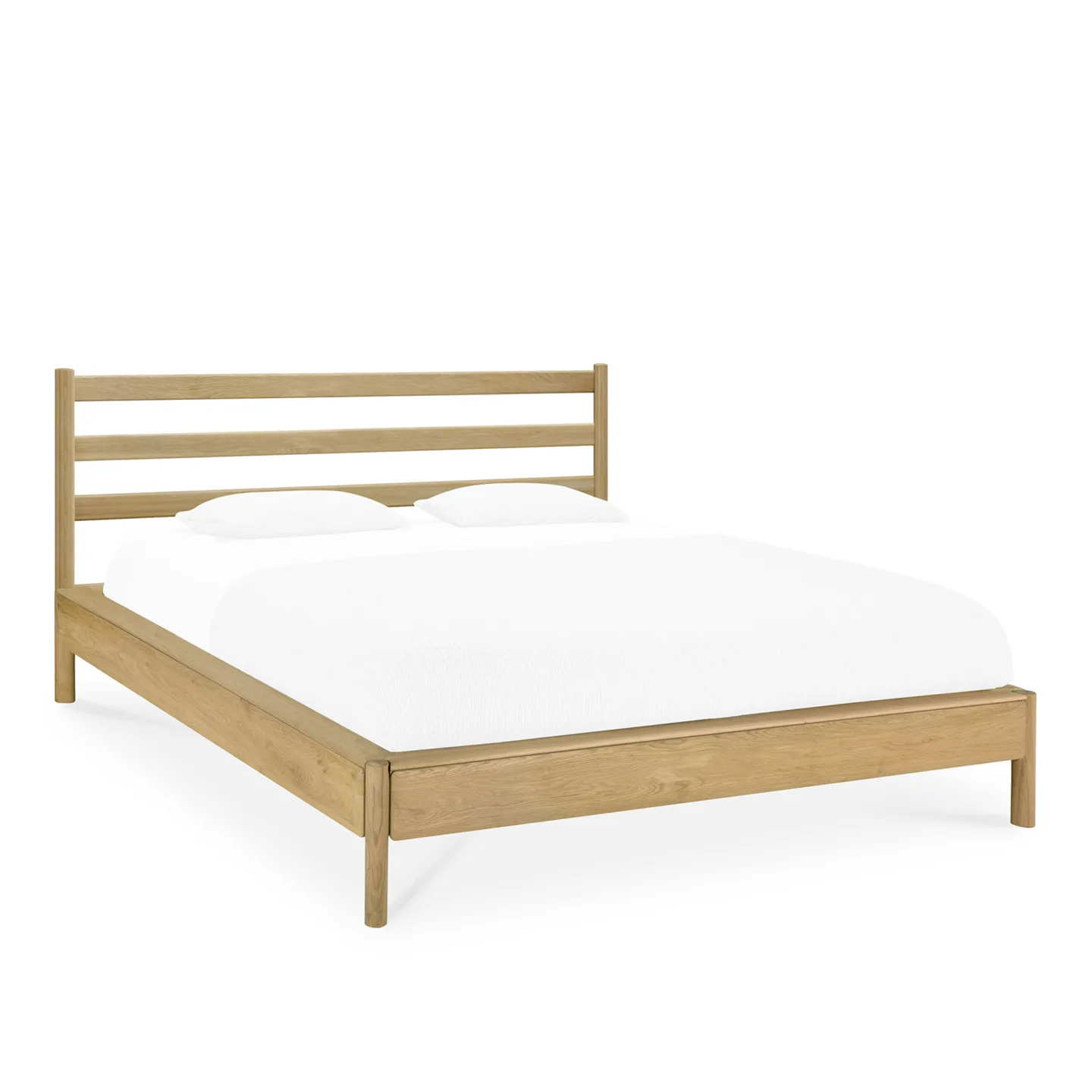 Ethnicraft - PI Headboard And Bed Frame - Oak - Mattress 180X200 - Without Slats - Ramsängar - Alain Van Havre - Träfärgad - Trä