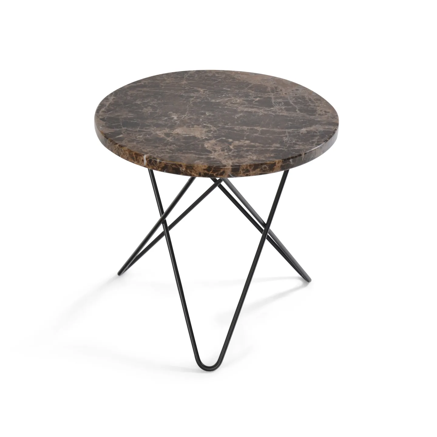 OX Denmarq - Mini O Table, Black Steel Frame, Top: Brown Marble - Sidobord - Dennis Marquart - Brun - Metall/Sten