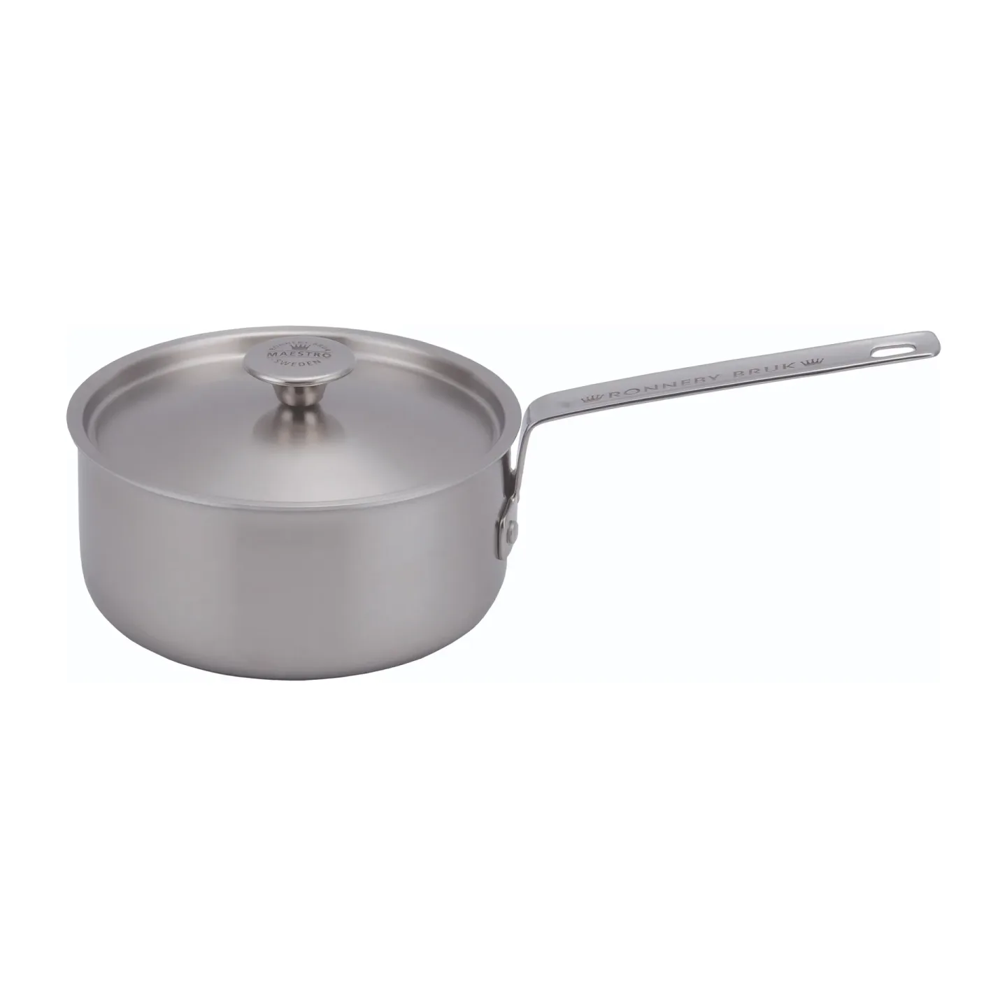 Ronneby Bruk Inox Edelstahltopf mit Stiel und Deckel 2,4 l