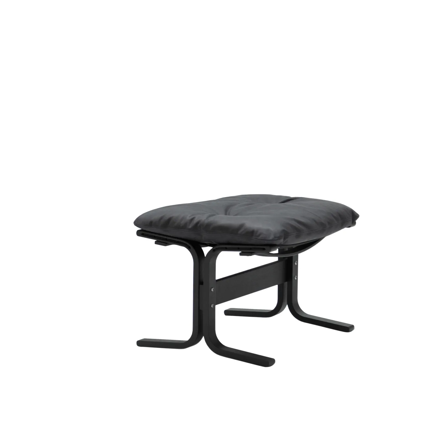 LK Hjelle - Siesta Classic Footstool Black Vintage Black Soft 421 - Fotpallar - Ingmar Relling - Svart - Bomull/Läder/Trä