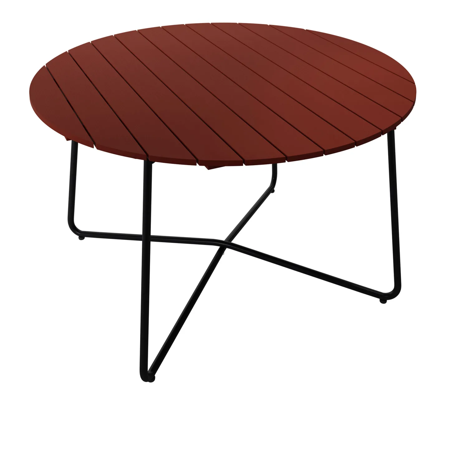 Grythyttan Stålmöbler - Bord 9A Ø120 cm Mörkröd ek / Svart stativ - Matbord utomhus - Träfärgad - Metall/Trä