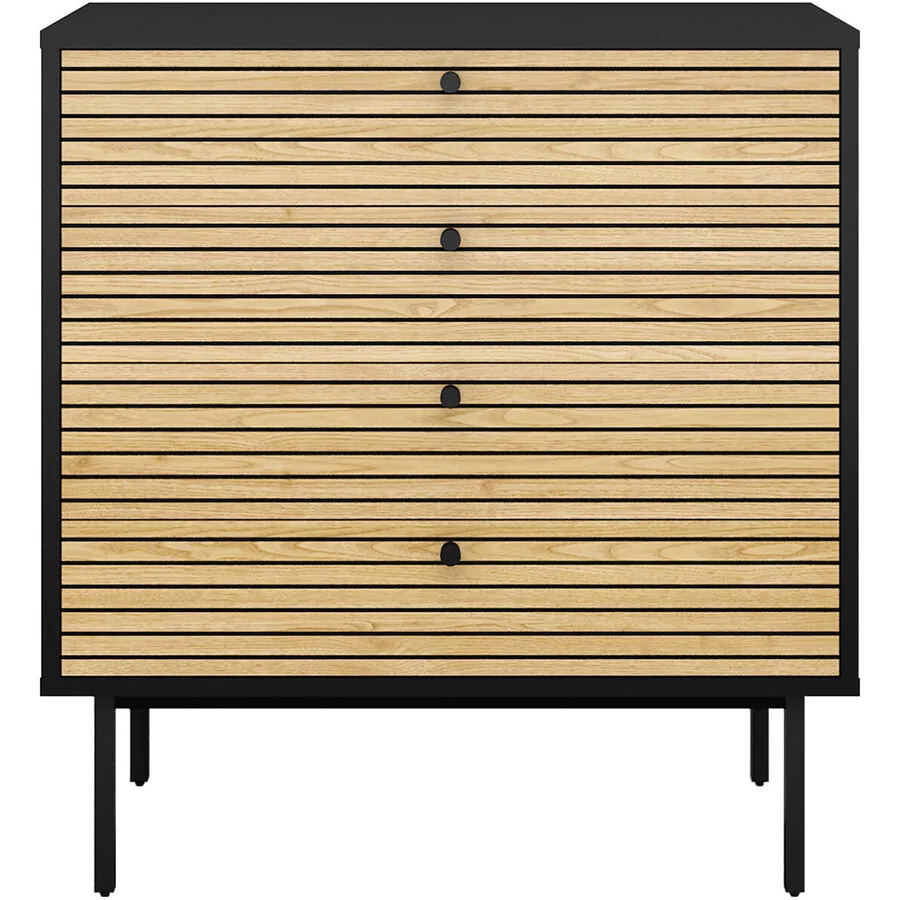 Kommode Diogo Schwarz, Natur MDF B 80 H 85 cm