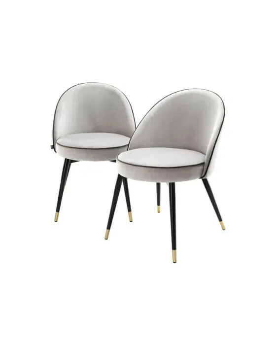 Cooper Dining Chair Roche Light Grey Velvet Set of 2