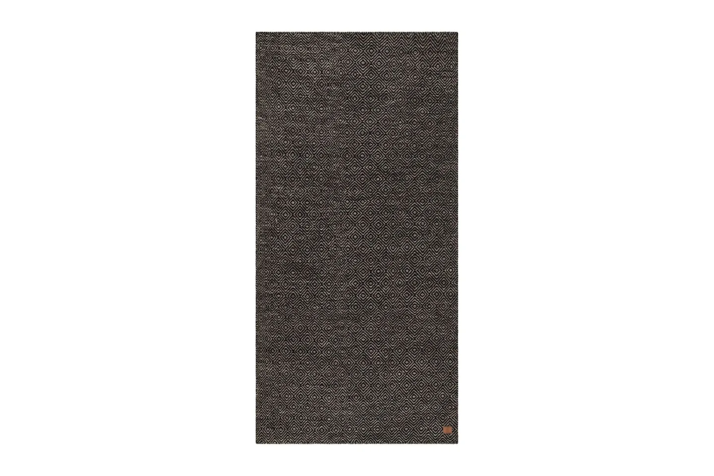 Gåsöga Ullmatta 75x200 cm Oval - Svart/Vit