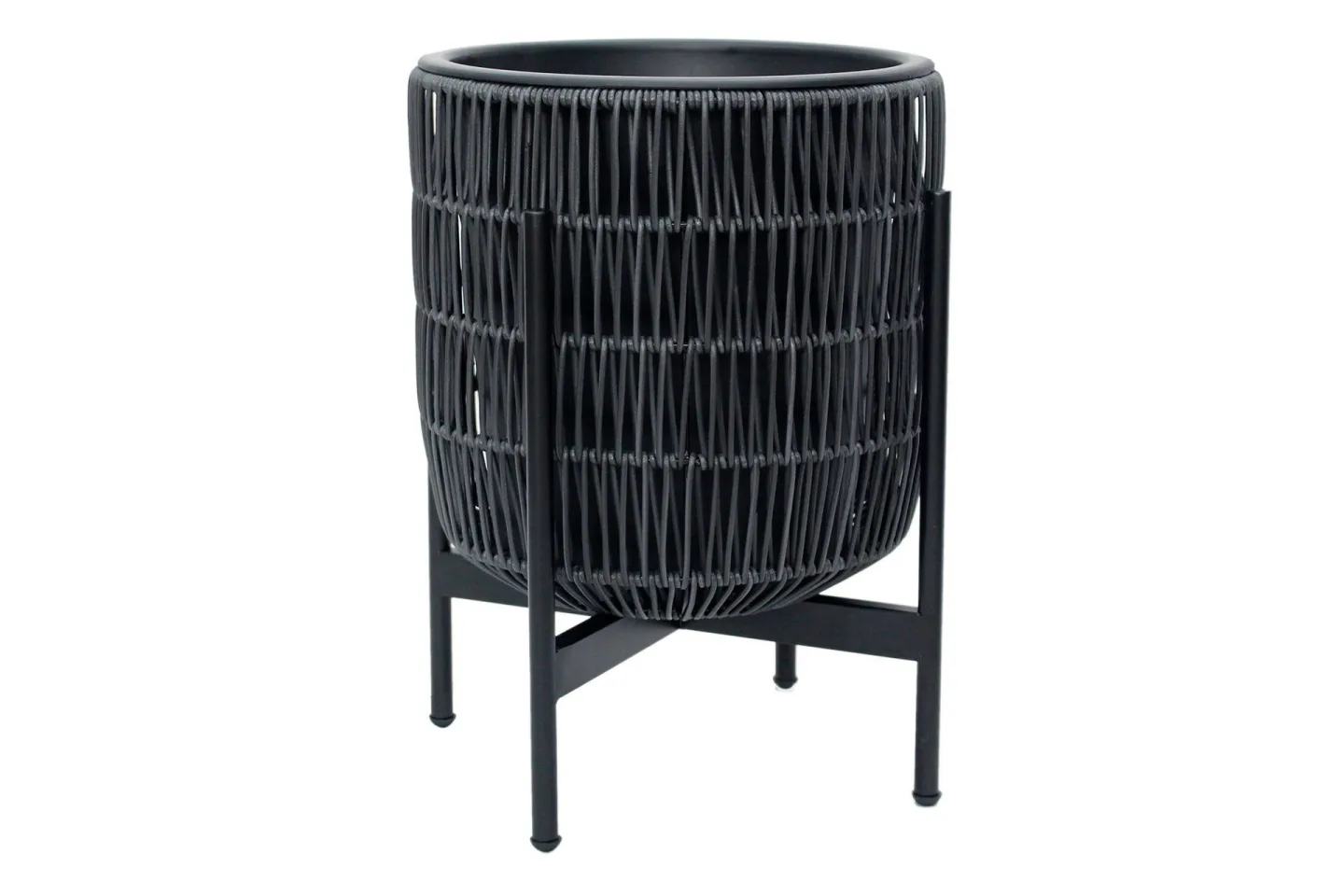 Wicker Blomkruka på stativ 38x38xH49 cm Svart -