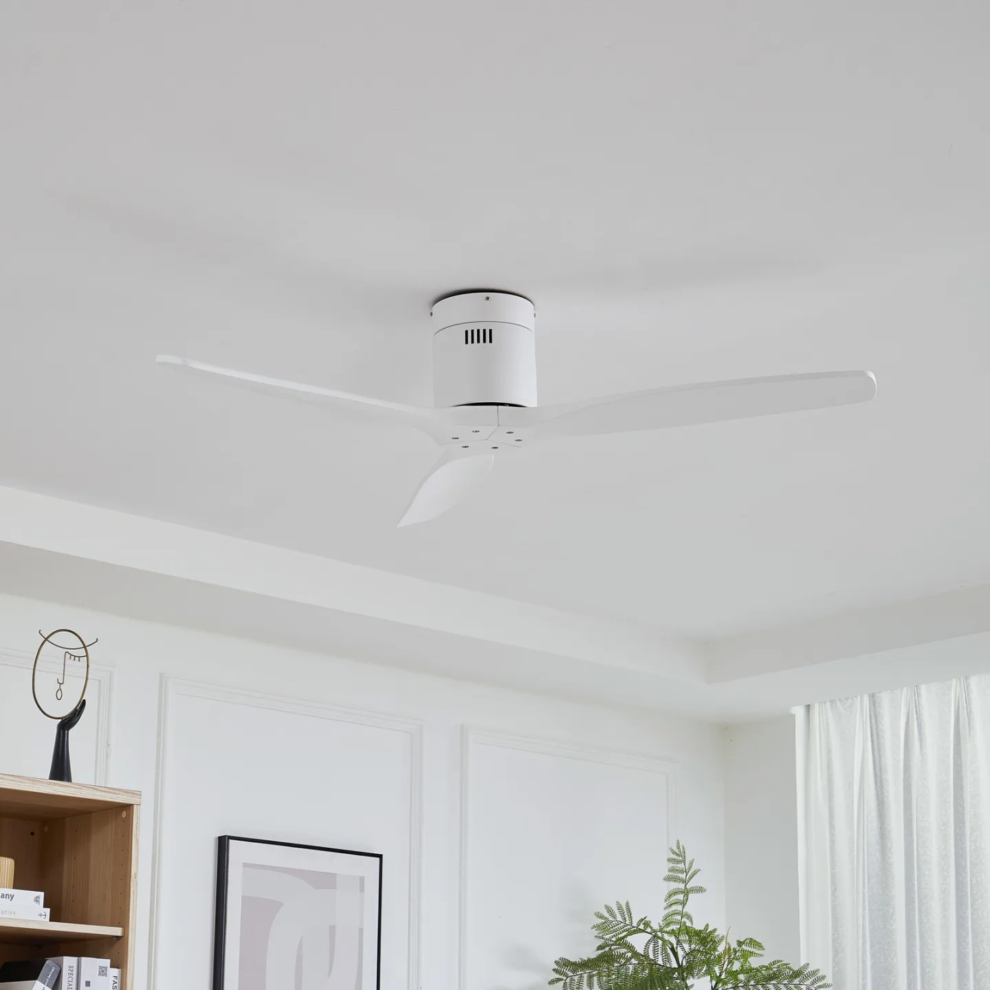 Vindur loftventilator, hvid, DC, støjsvag, Ø 132 cm – Lucande - Stue - Moderne - Metal