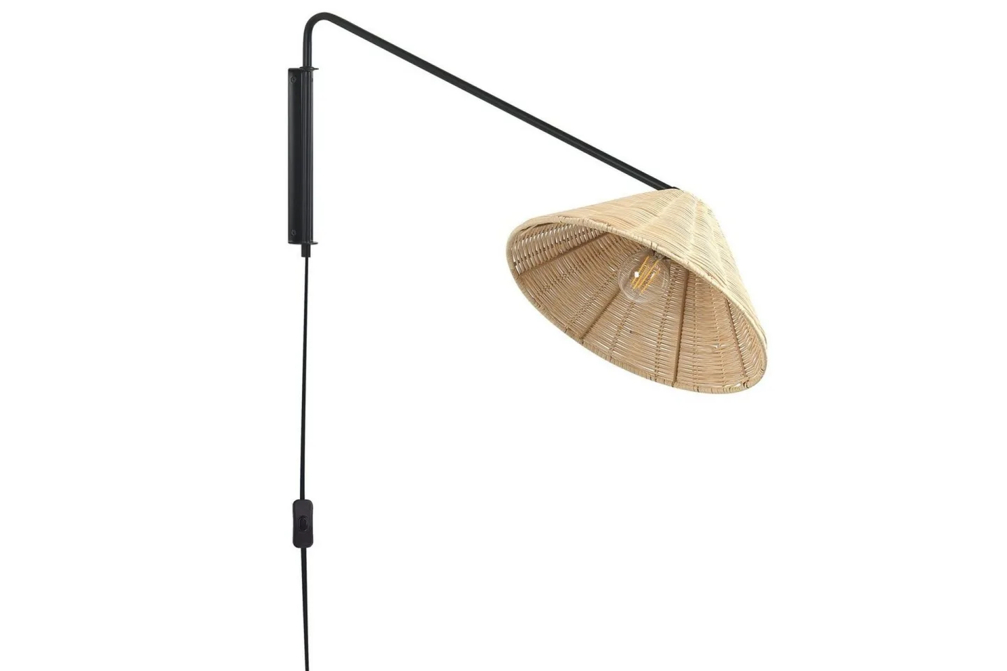 Thirassia Vägglampa E27 - Svart/Natur