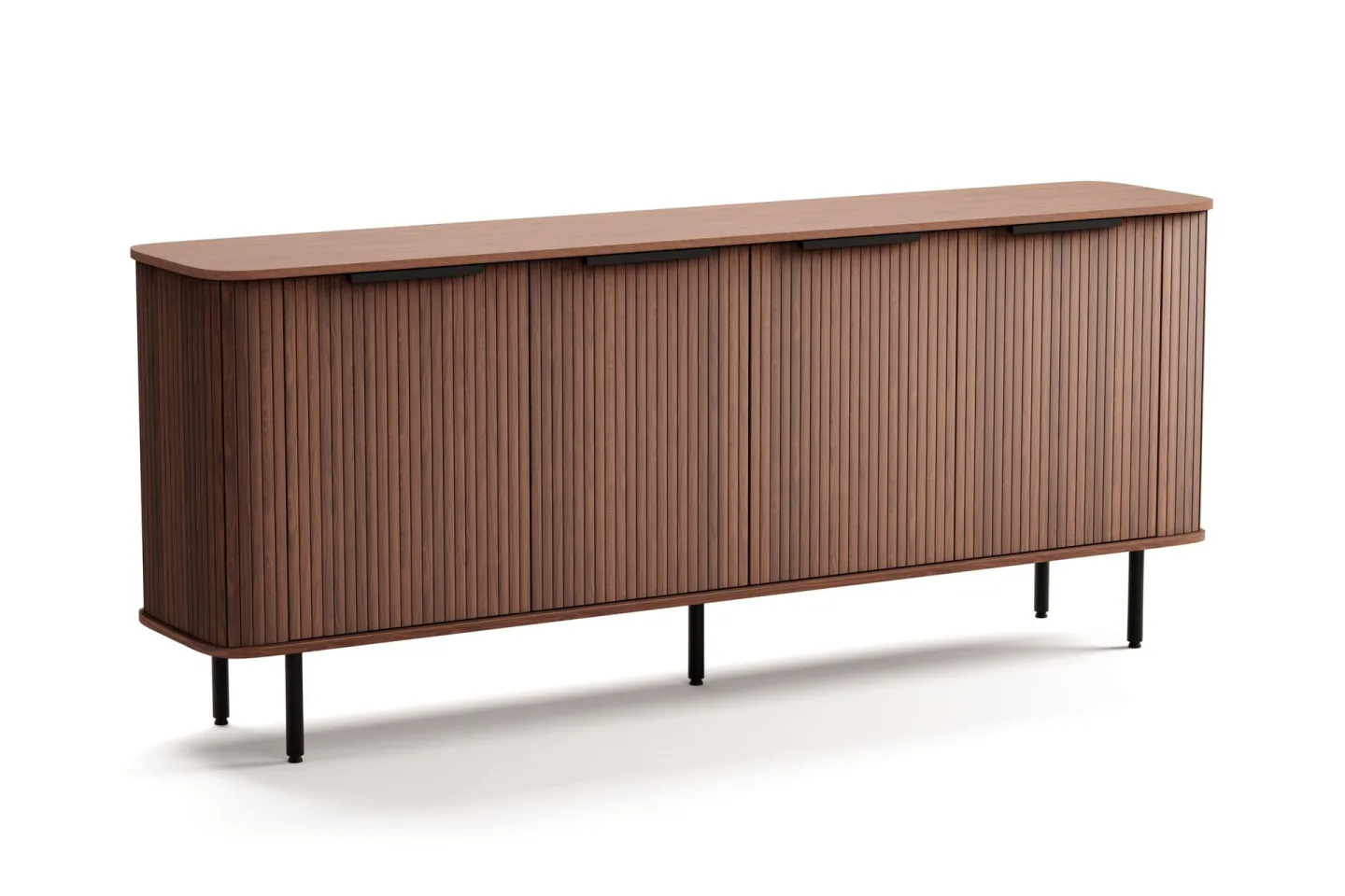 Kopparbo Sideboard med Förvaring Ribbad - Mörkbrunt / Valnöt / Trä