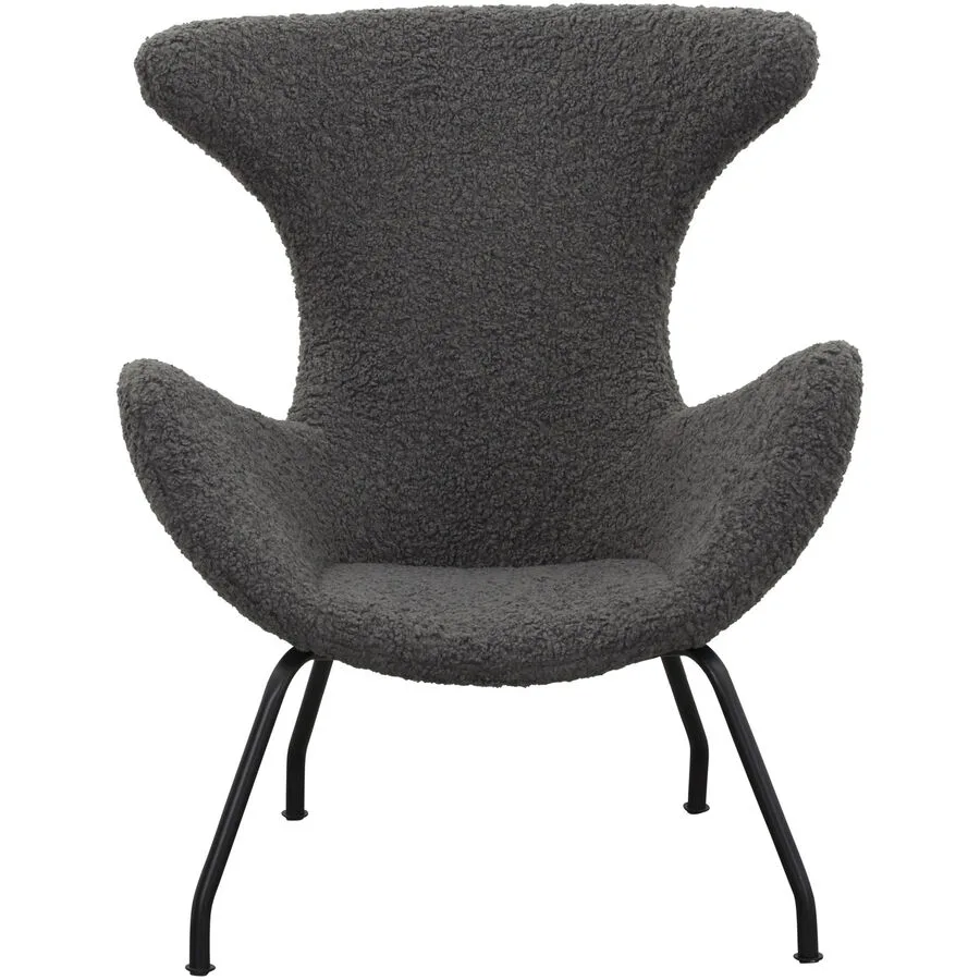 Sessel Teddy Grau, Schwarz Stoff, Metall B 77 T 62 H 95 cm