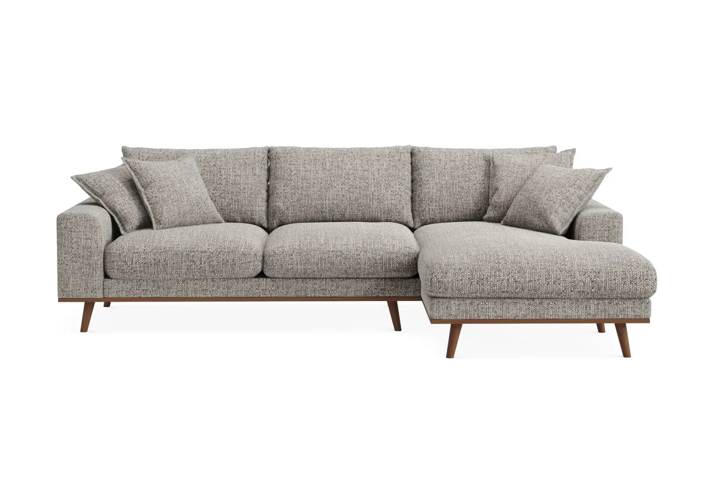 Copenhagen Premium 4-sits Högervänd L-formad Djup Divansoffa i Chenille - Grå