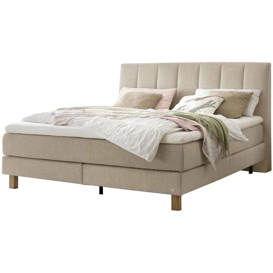 Hasena Boxspringbett Reina sand Stoff 200 x 200 cm