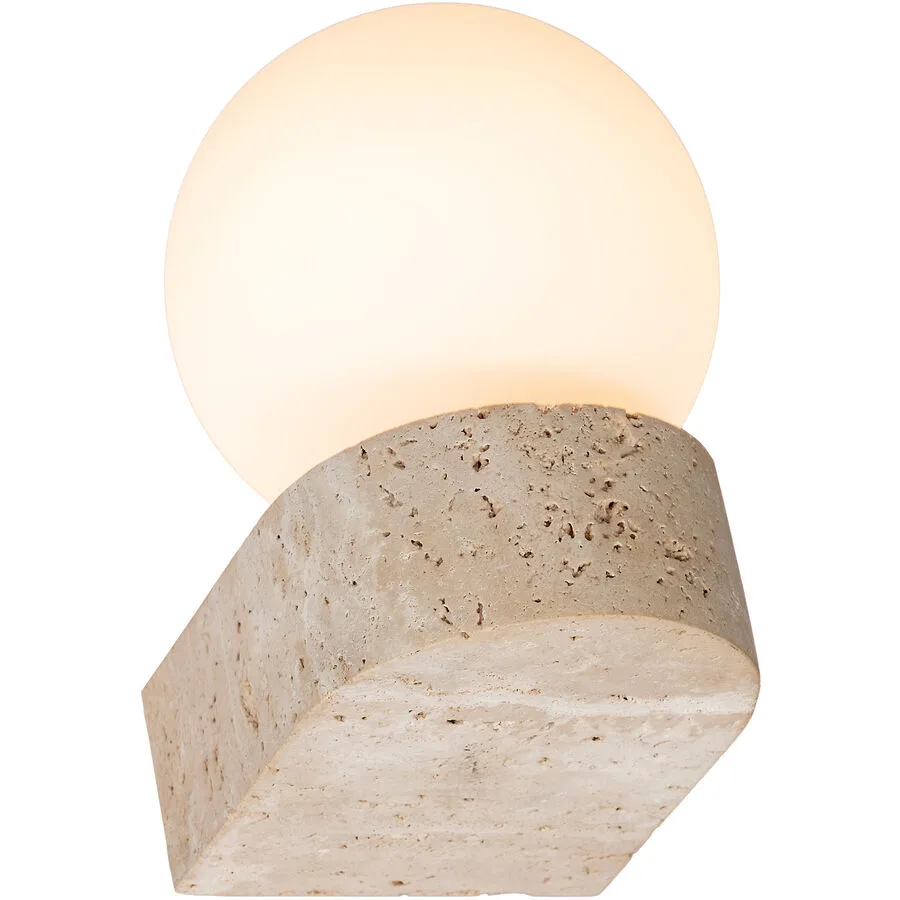 Wandlampe Cara Weiss/Beige Glas/Stein 10 cm 16.7 cm - Farbe: natur/weiss - Material: Stein/Glas