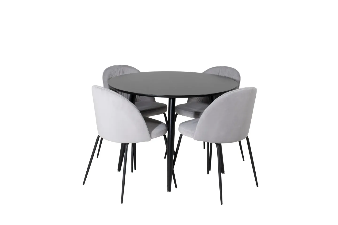 Plaza Matgrupp 100 cm Rund med 4 Wrinkles stolar - Svart