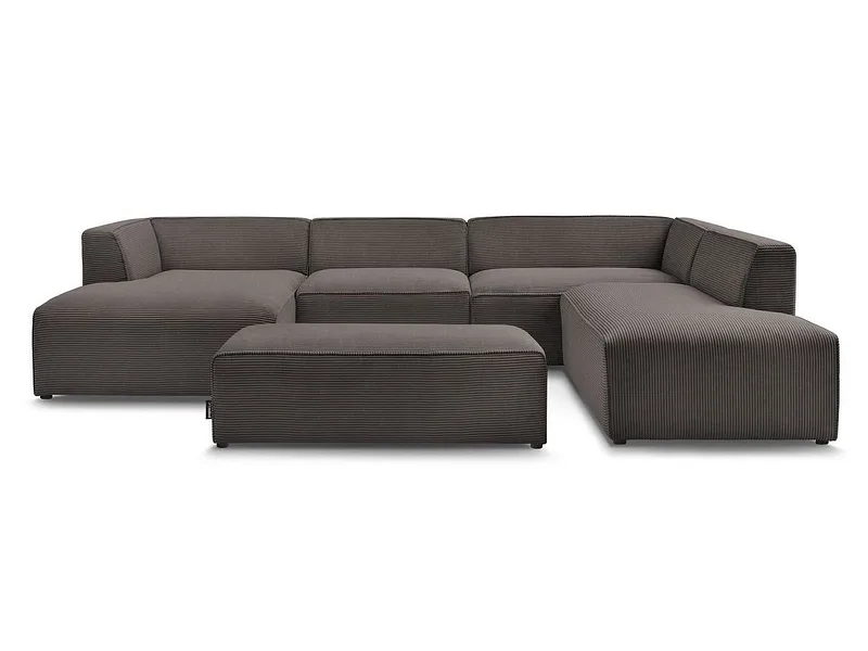 Ecksofa mit Hocker BOBOCHIC MEGEVE Cord-Stoff rotbraun