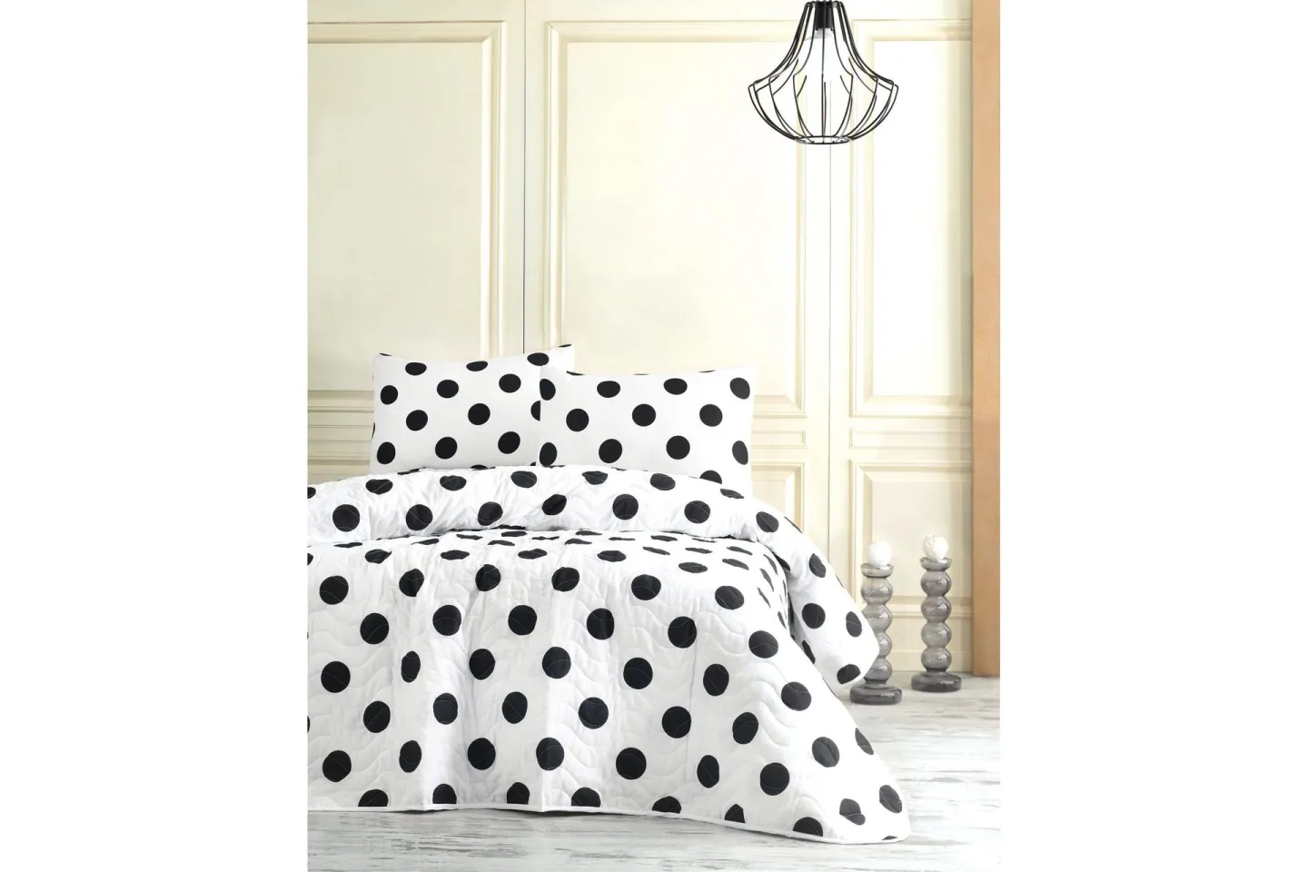 EnLora Home Överkast Enkelt 160x220+Kuddfodral Quiltat - Svart/Vit