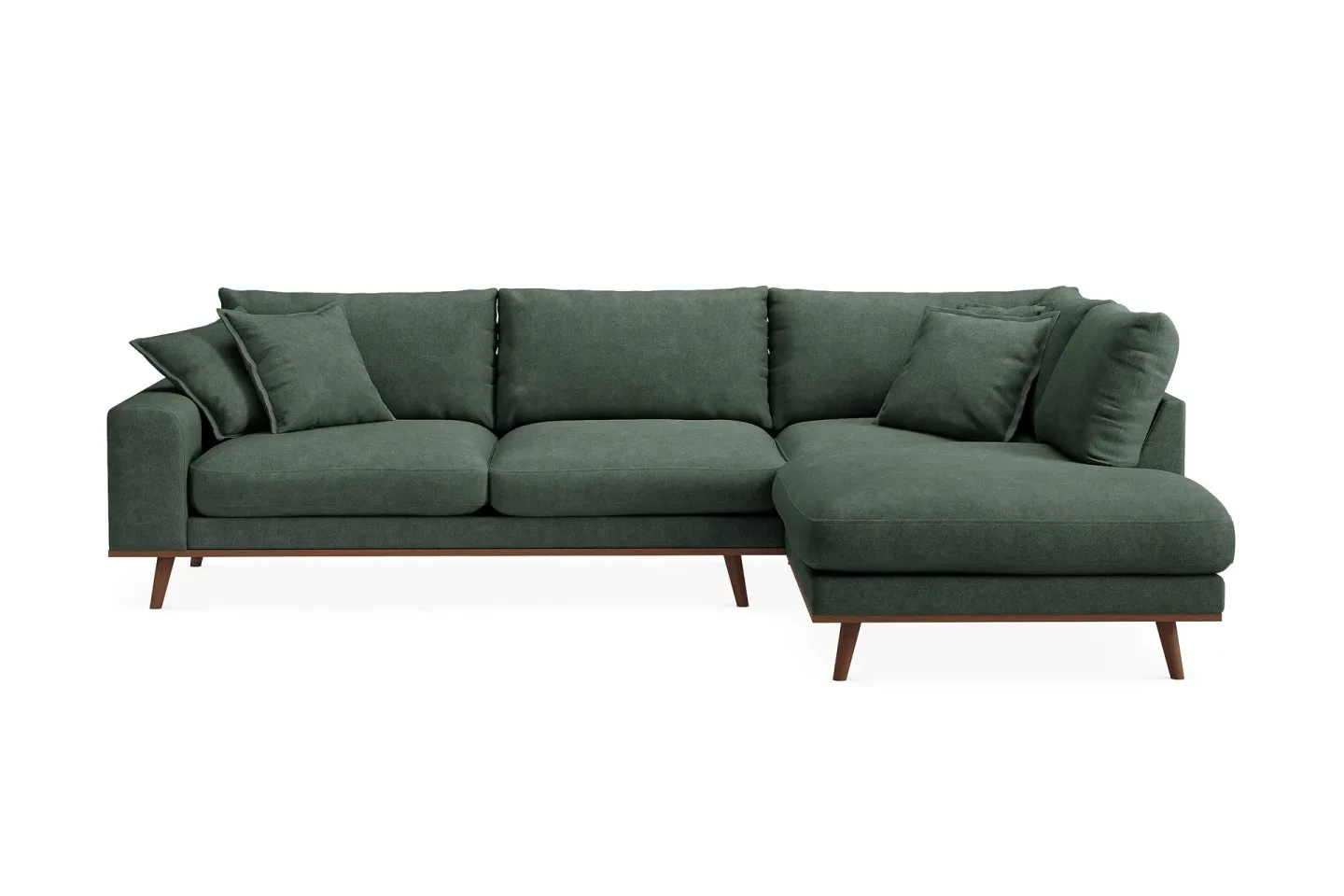 Copenhagen Premium 4-sits Högervänd L-formad Djup Schäslongsoffa i Tyg - Grön