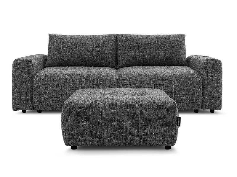 3er Sofa mit Hocker BOBOCHIC ARSENE Stoff chiniert dunkelgrau
