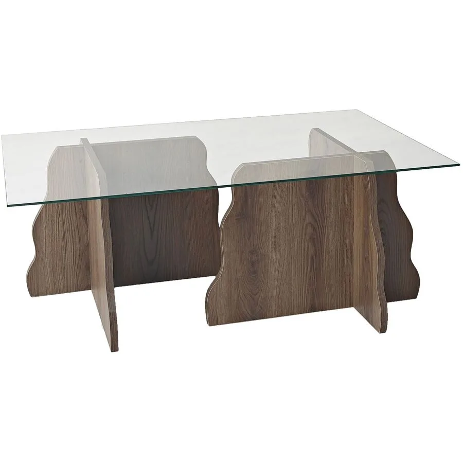Salontisch Georis Nussbaum, Transparent 100% Hartglas/Holzwerkstoff B 105 T 65 cm