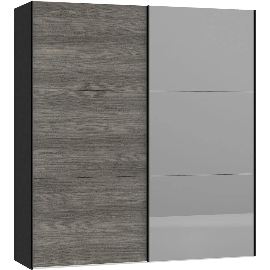Kleiderschrank Arena Schwebetüren Novaschwarz/Grau Holzwerkstoff B 203 cm - Schweizer Möbelhersteller