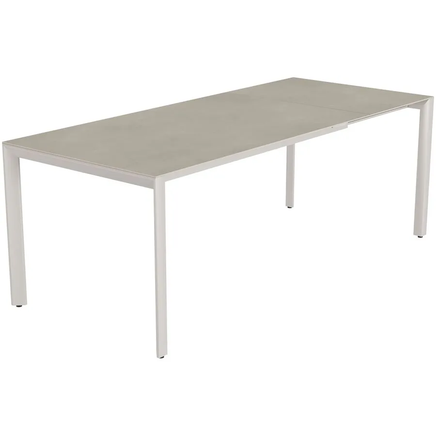 Gartentisch ausziehbar Tropea Greige matt / Grigio Keramik/Stahl pulverbeschichtet B 140 T 90 cm - Möbel Konfigurator: Traummöbel individuell