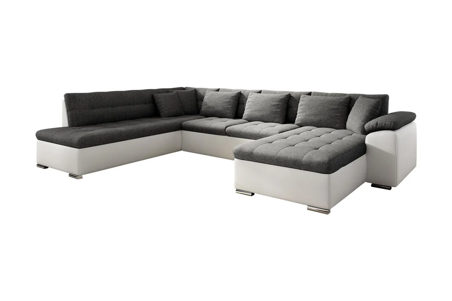 Niko U-Bäddsoffa 350x205x76 cm Divan Höger - Vit/Grå