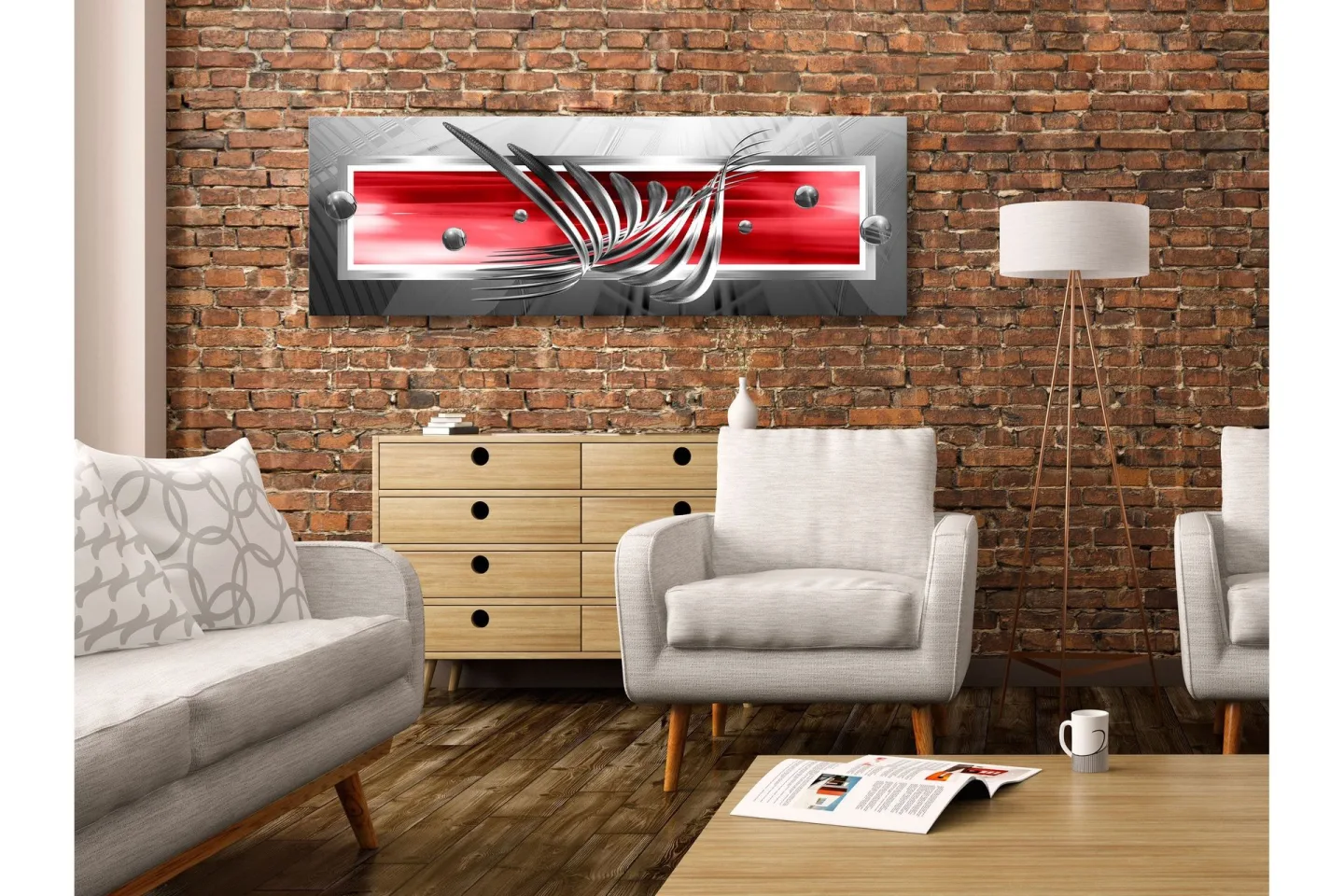 Tavla Silver Wings (1 Part) Narrow Red 135x45 -