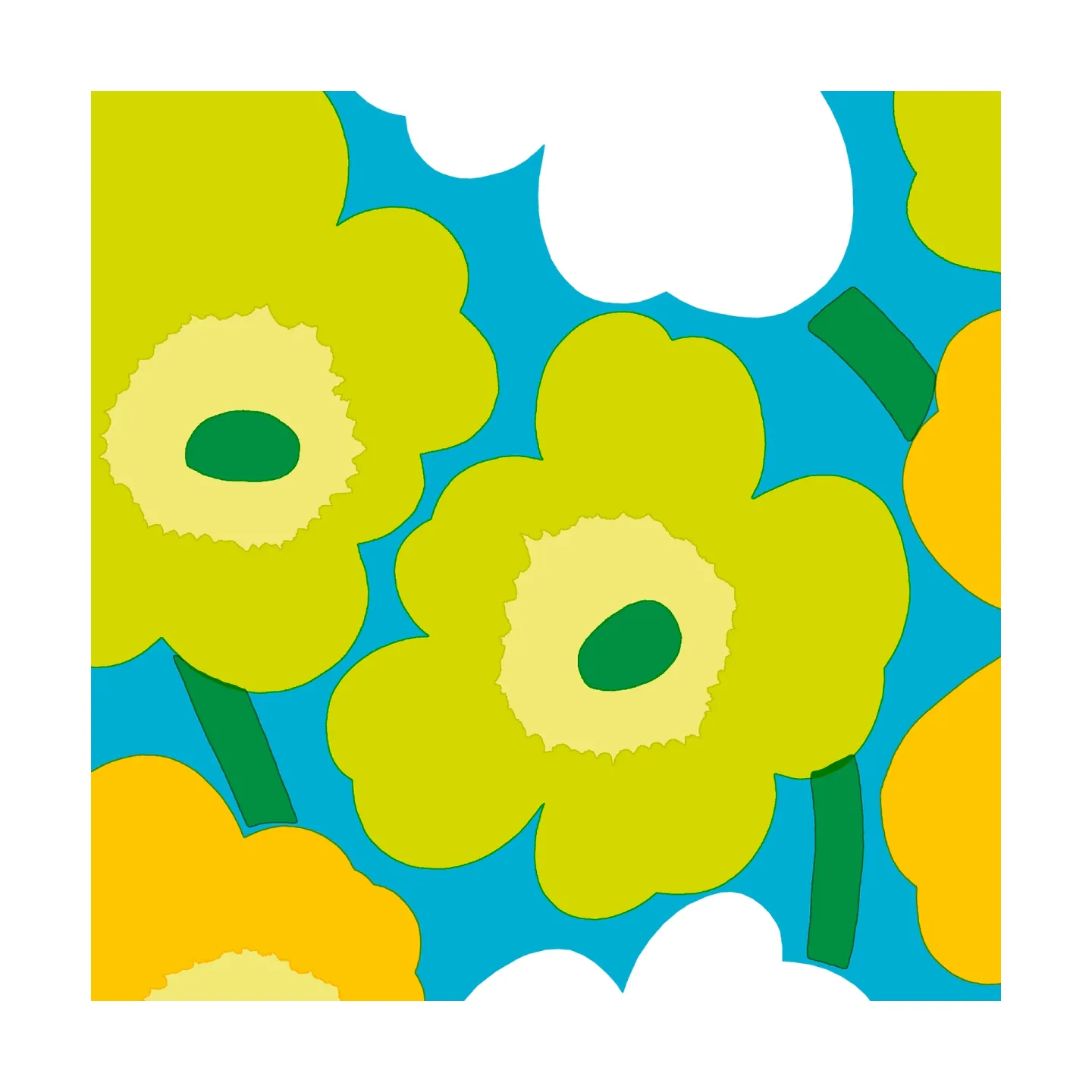 Marimekko Unikko Serviette 33x33cm 20er Pack Blue-Green