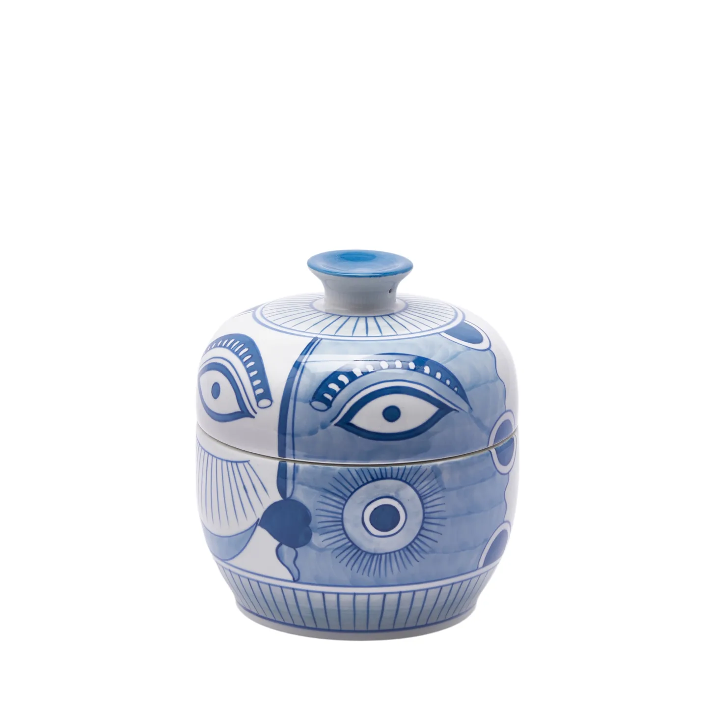 Edg Vase Gesicht Weiss,blau H: 19 cm | Schubiger Möbel