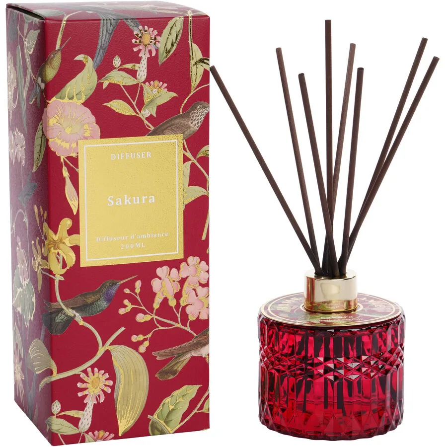 Diffusor Modern Bohemian rot Sakura 200 ml - Material: Glas/Rattan