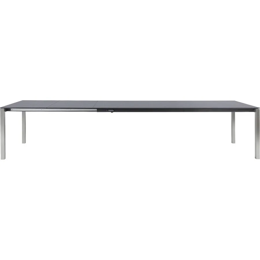 Gartentisch ausziehbar Campo Grande HPL Moonscape grey 220x90 cm - Farbe: Edelstahl gebürstet / Moonscape grey - Material: HPL/Edelstahl - Möbel