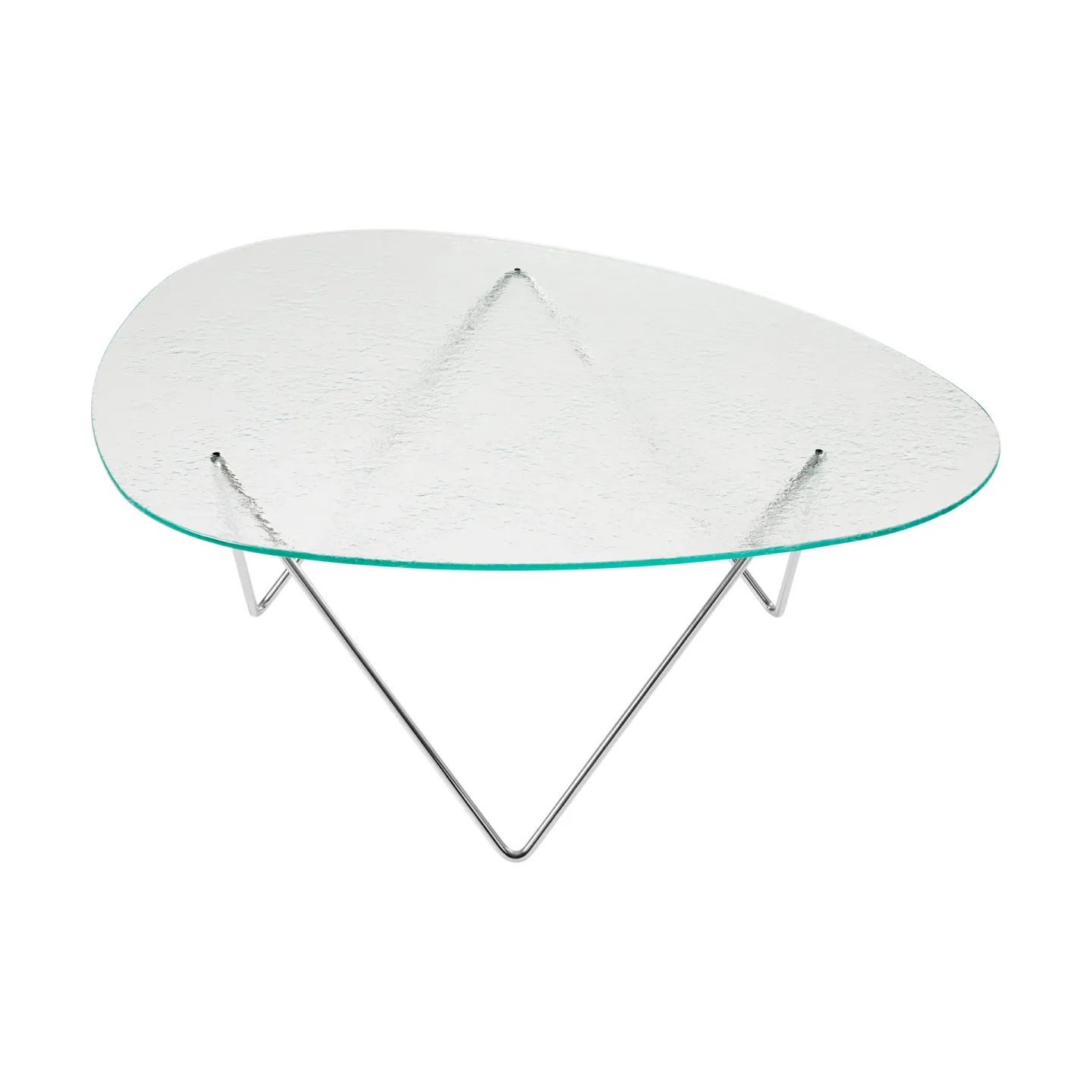 GUBI Pedrera soffbord Krom-strukturglas transparent