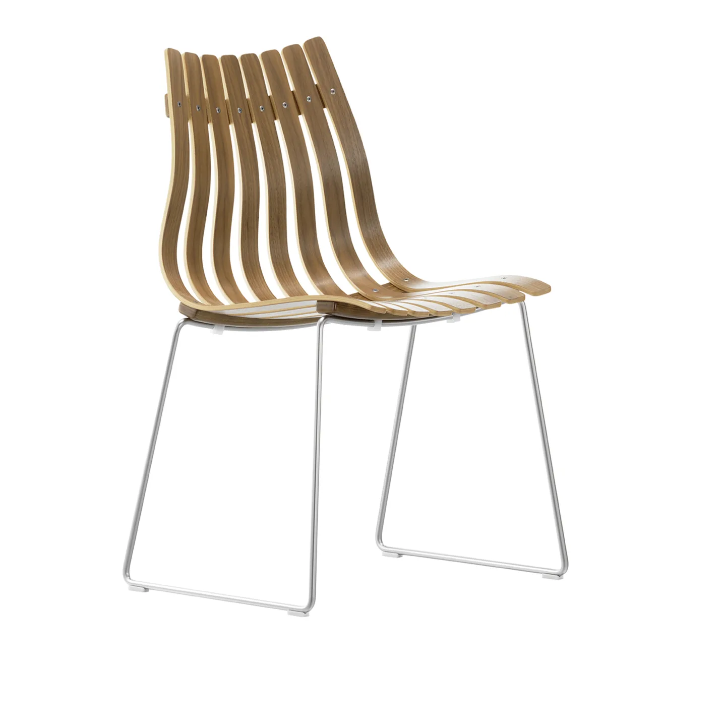 Fjordfiesta - Scandia Junior Natural Oak Veneer / Satin Chrome - Matstolar - Hans Brattrud - Träfärgad - Metall/Trä
