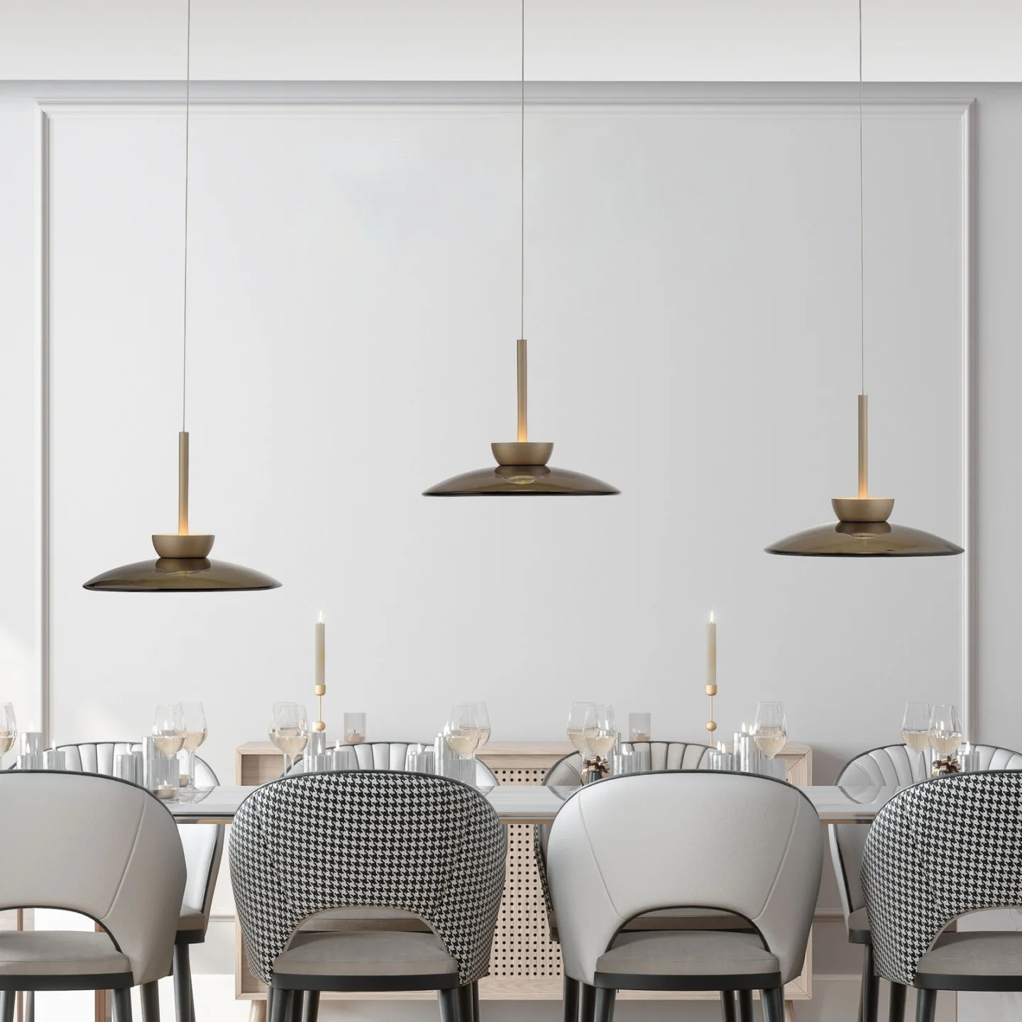 Moon LED-Hängelampe bronce Amberglas (dunkel), 3-flg. - PURE PURE Moon - Wohnzimmer - Modern - Mit Schirm