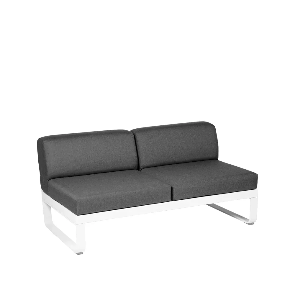 Fermob Bellevie Central modulsoffa 2-sits Cotton white (vit), graphite grey dyna