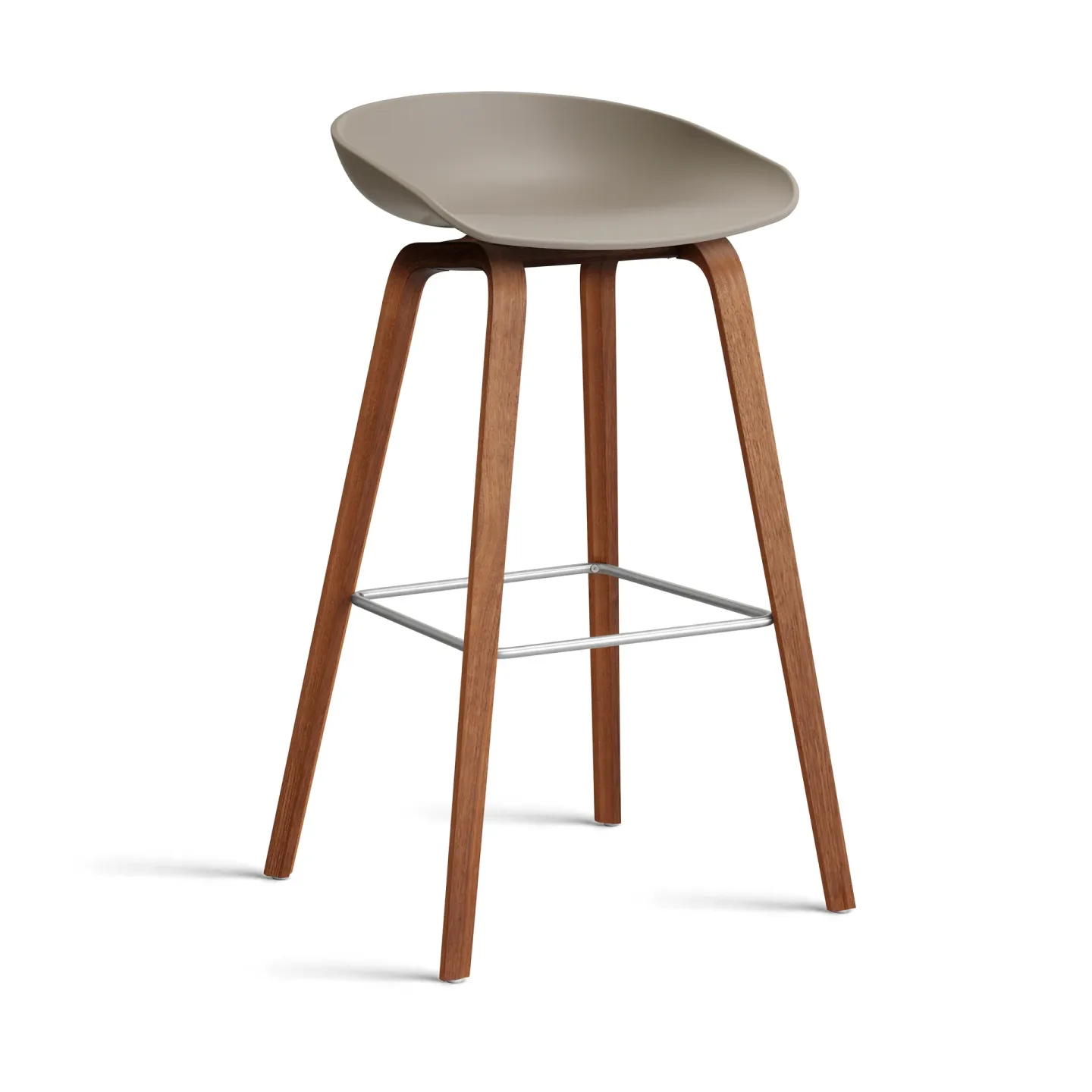 HAY About a Stool 32 High barstol valnötsstativ 2.0 Khaki-rostfritt stålstöd
