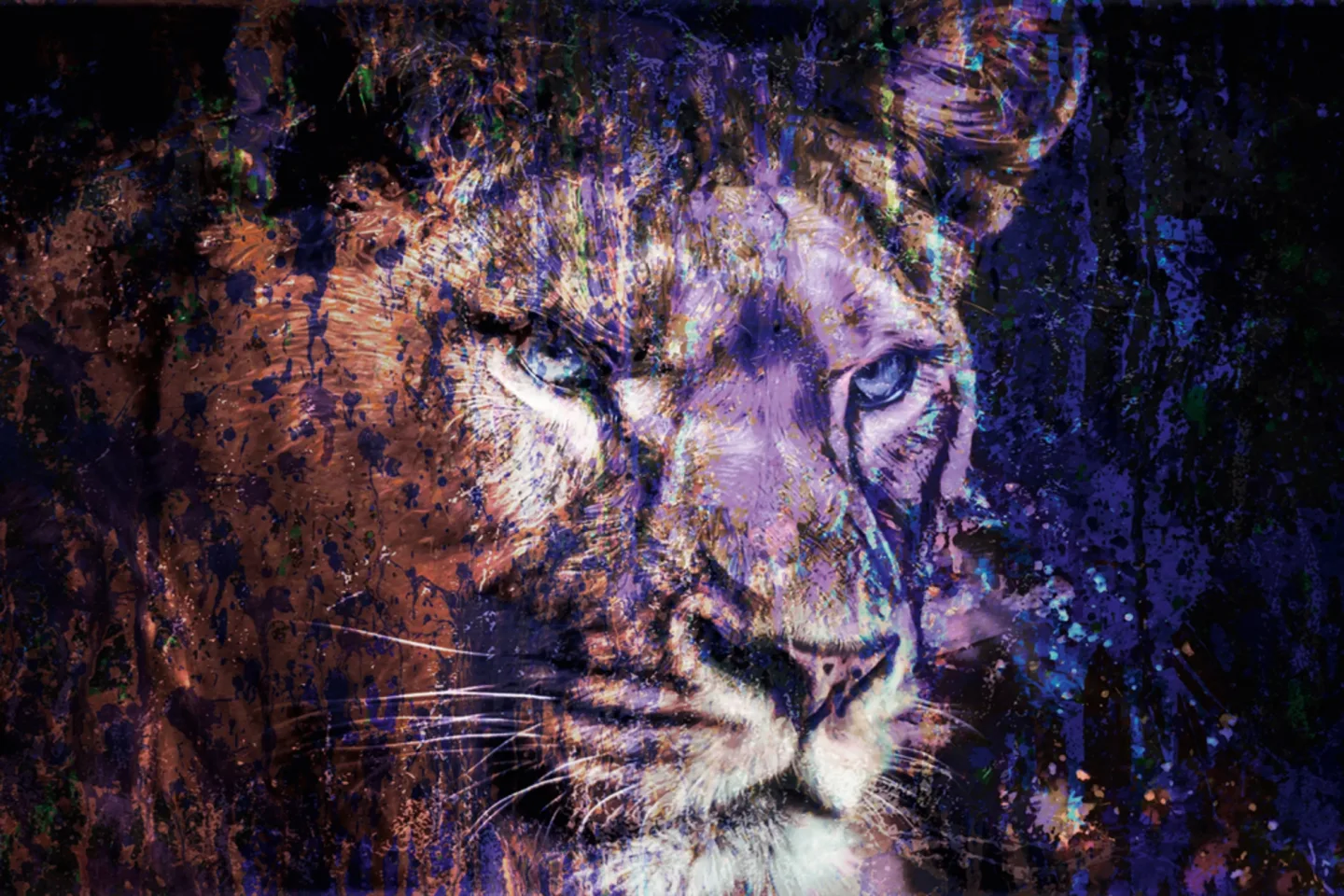 image LAND Canvas Löwe in Blau | Schubiger Möbel
