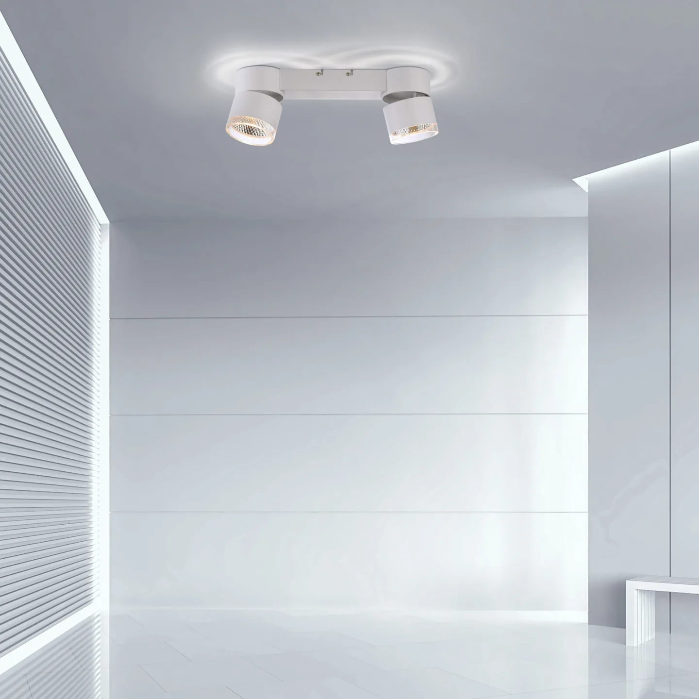 Nola LED-taklampa, 2 lampor, vit – PURE - Vardagsrum - Modern - Metall - Med flera ljuskällor