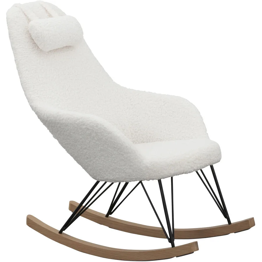 Schaukelstuhl Teddy II Weiss Stoff 67 cm