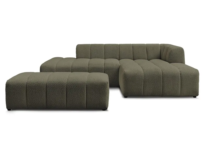 Ecksofa mit Hocker BOBOCHIC ANNECY Boucle-Stoff grün