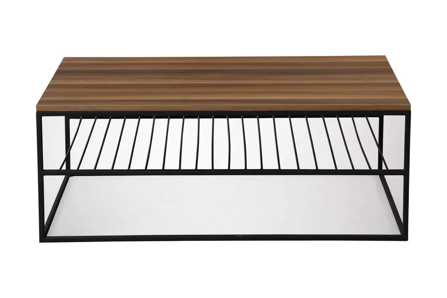 Falan Soffbord 95 cm med Hylla Ribbor - Brun