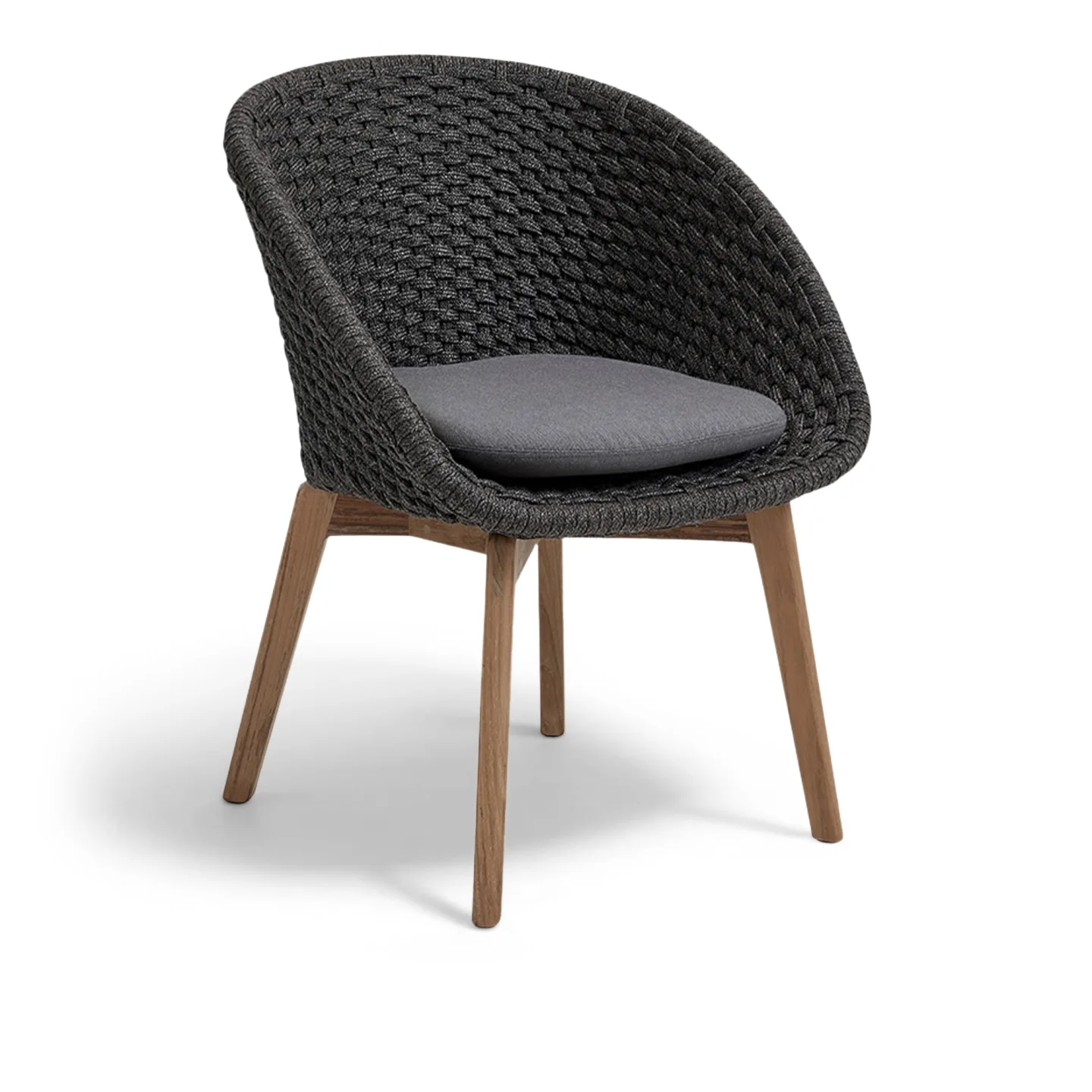 Cane-Line - Peacock Stol Cane-Line Soft Rope Dark Grey / Teak / Cane-line Natté Grey - Matstolar utomhus