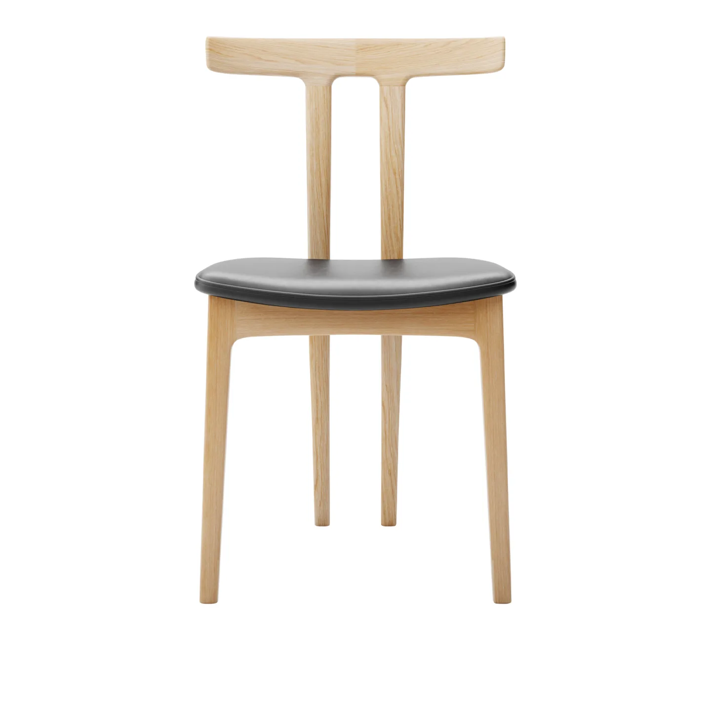 Carl Hansen - OW58, T-Chair, Lacquered Oak, Leather Cat. C Sif 98 - Matstolar - Ole Wanscher - Läder/Trä/Skum