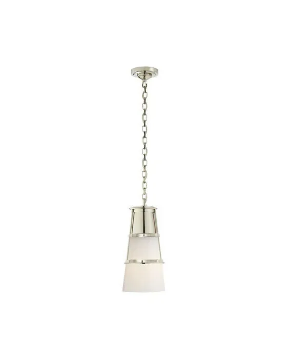 Robinson Pendant Polished Nickel/White Glass M