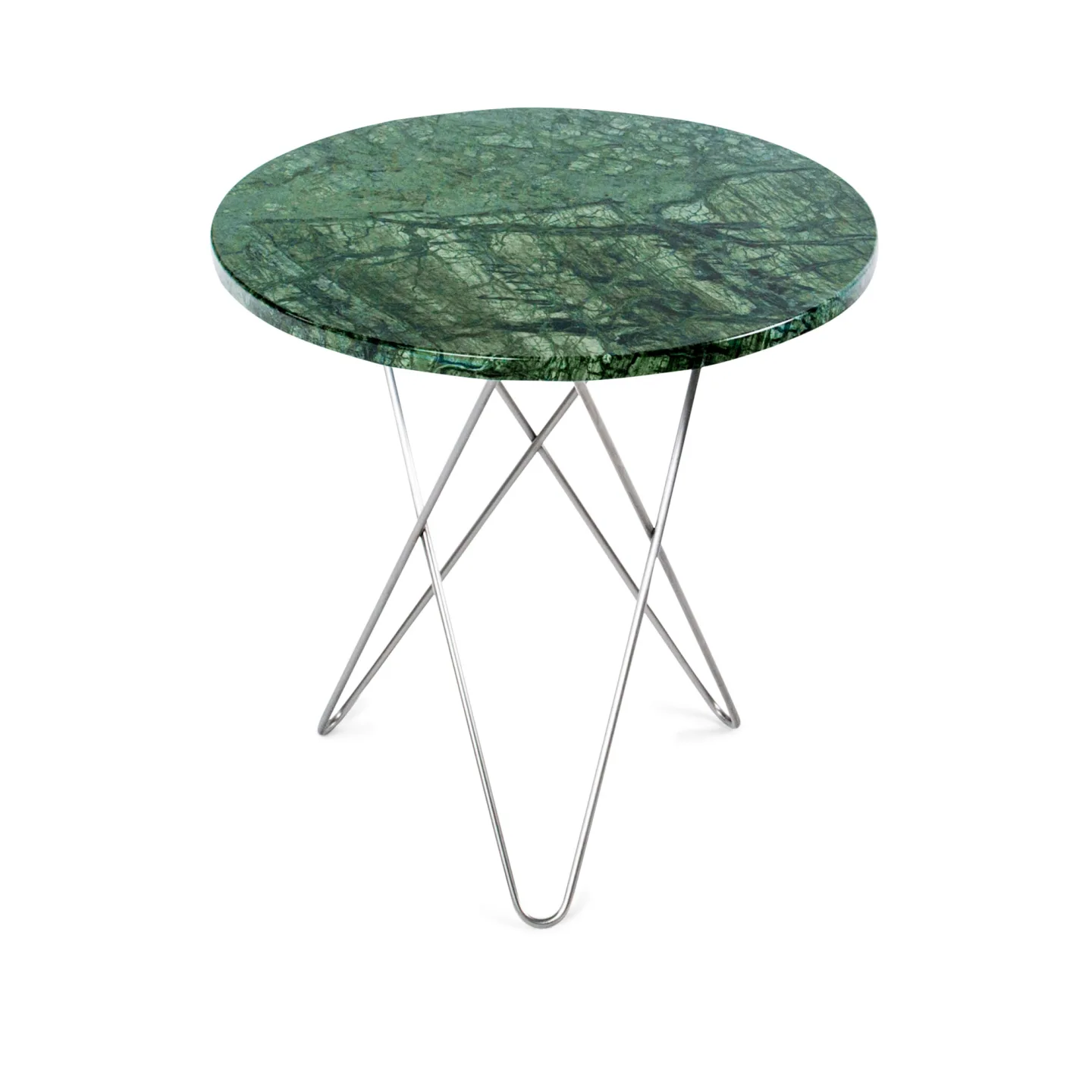 OX Denmarq - Tall Mini O Table, Stainless Steel Frame, Top: Green Marble - Sidobord - Dennis Marquart - Svart - Metall/Sten