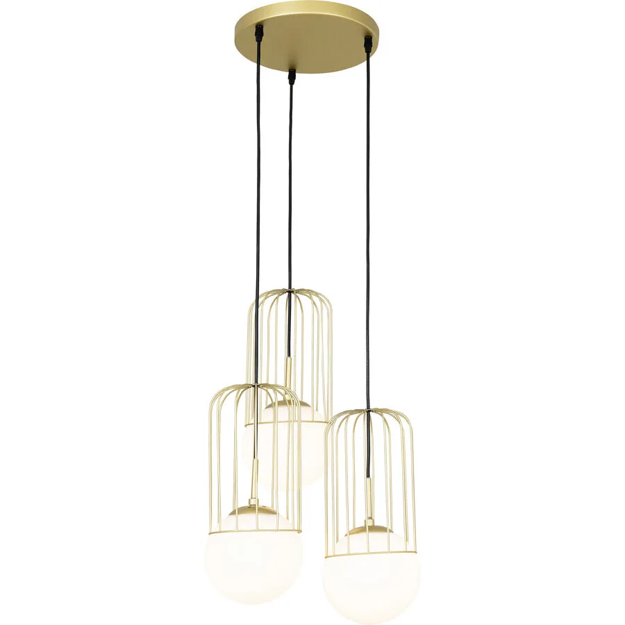 Pendellampe Raikko Gold/Weiss Glas/Metall 38 cm 140 cm - Material: Metall/Glas
