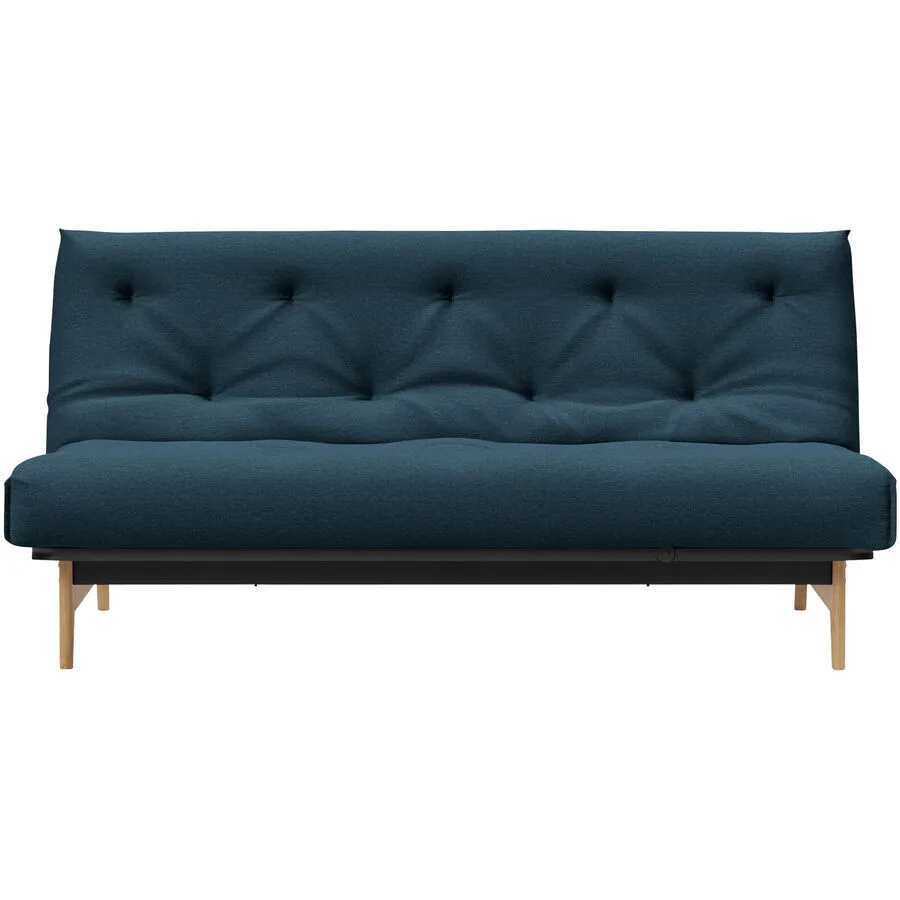 Innovation Bettsofa Kelani Blau Stoff, Holz, Metall B 200 T 100 cm Verstellbare Lehne
