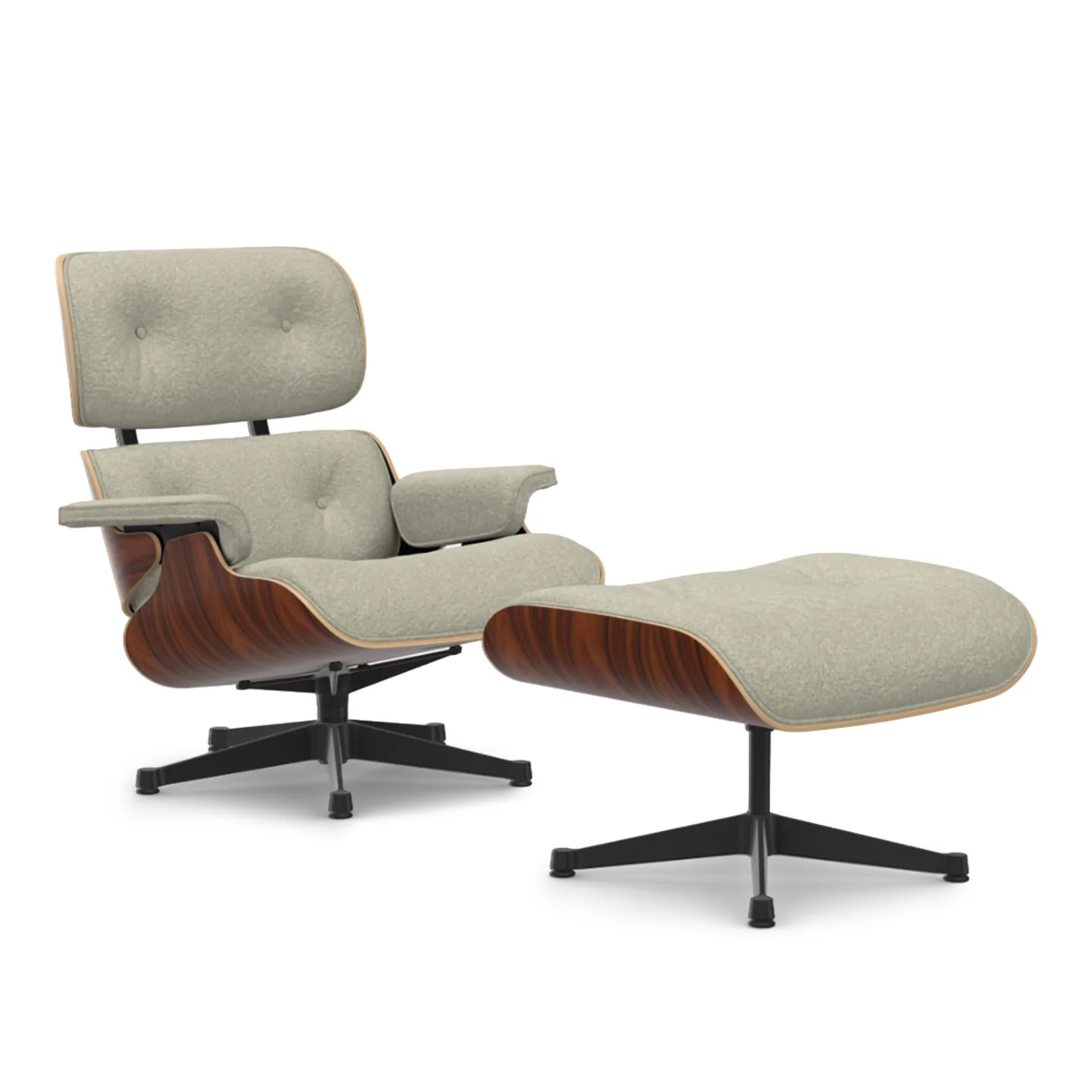 Vitra - Eames Lounge Set Santos Palisander Nubia Cream/Sand 03 Deep Black - Fåtöljer - Charles & Ray Eames - Beige